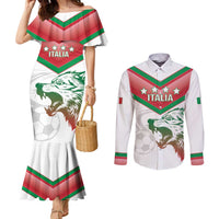 Custom Italy Football Couples Matching Mermaid Dress and Long Sleeve Button Shirt Go Gli Azzurri Italian Wolf