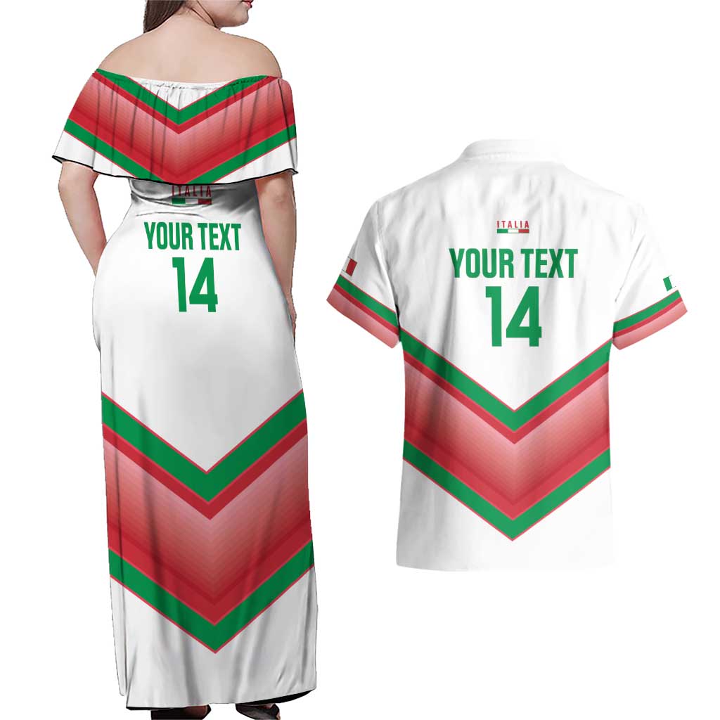 Custom Italy Football Couples Matching Off Shoulder Maxi Dress and Hawaiian Shirt Go Gli Azzurri Italian Wolf