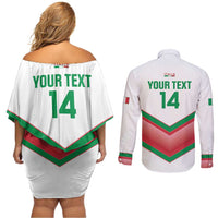 Custom Italy Football Couples Matching Off Shoulder Short Dress and Long Sleeve Button Shirt Go Gli Azzurri Italian Wolf