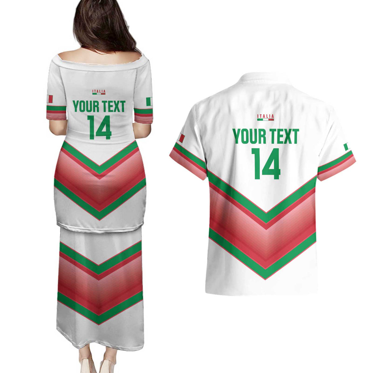 Custom Italy Football Couples Matching Puletasi and Hawaiian Shirt Go Gli Azzurri Italian Wolf