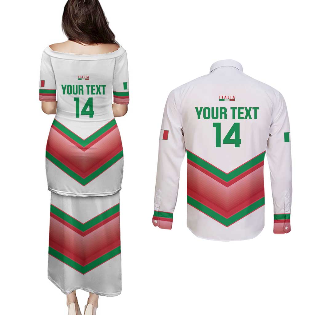 Custom Italy Football Couples Matching Puletasi and Long Sleeve Button Shirt Go Gli Azzurri Italian Wolf