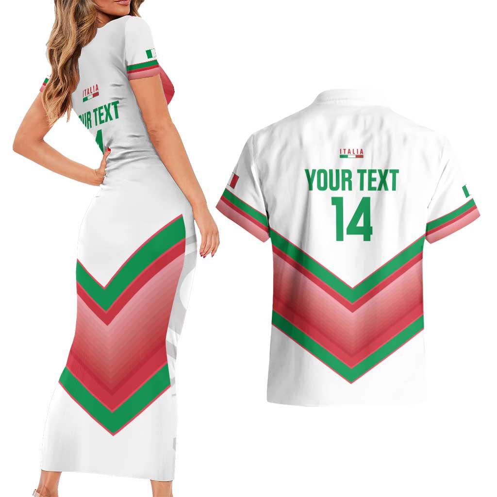 Custom Italy Football Couples Matching Short Sleeve Bodycon Dress and Hawaiian Shirt Go Gli Azzurri Italian Wolf