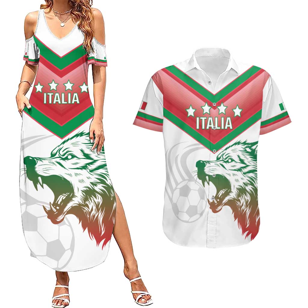 Custom Italy Football Couples Matching Summer Maxi Dress and Hawaiian Shirt Go Gli Azzurri Italian Wolf