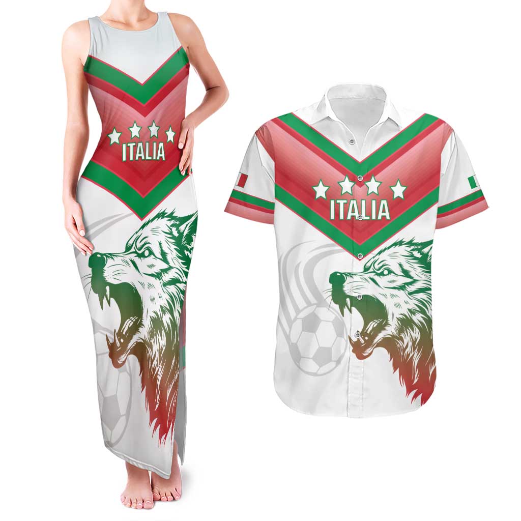 Custom Italy Football Couples Matching Tank Maxi Dress and Hawaiian Shirt Go Gli Azzurri Italian Wolf