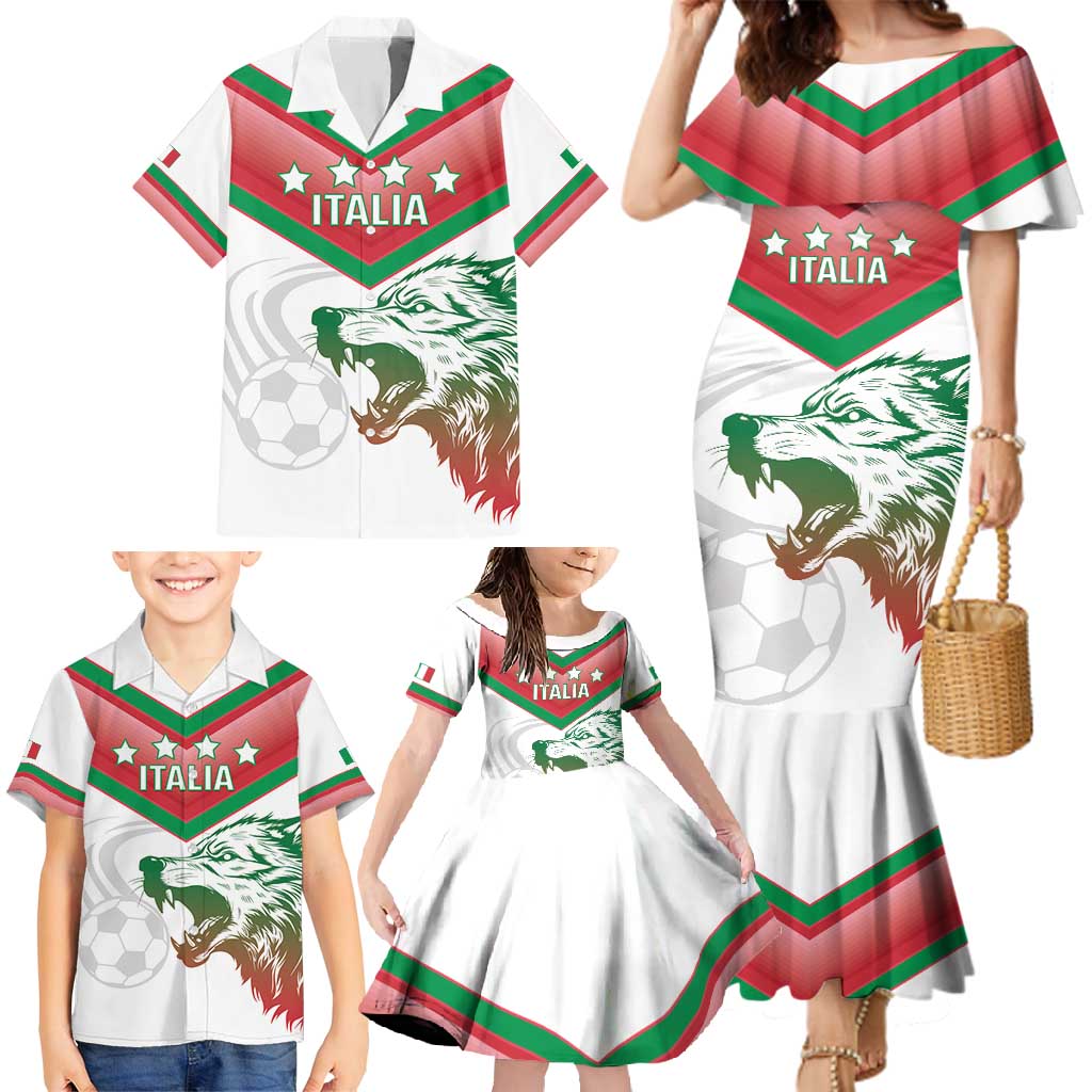 Custom Italy Football Family Matching Mermaid Dress and Hawaiian Shirt Go Gli Azzurri Italian Wolf