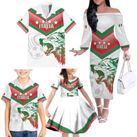 Custom Italy Football Family Matching Off The Shoulder Long Sleeve Dress and Hawaiian Shirt Go Gli Azzurri Italian Wolf