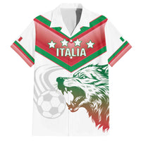 Custom Italy Football Family Matching Off The Shoulder Long Sleeve Dress and Hawaiian Shirt Go Gli Azzurri Italian Wolf
