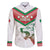 Custom Italy Football Family Matching Off The Shoulder Long Sleeve Dress and Hawaiian Shirt Go Gli Azzurri Italian Wolf