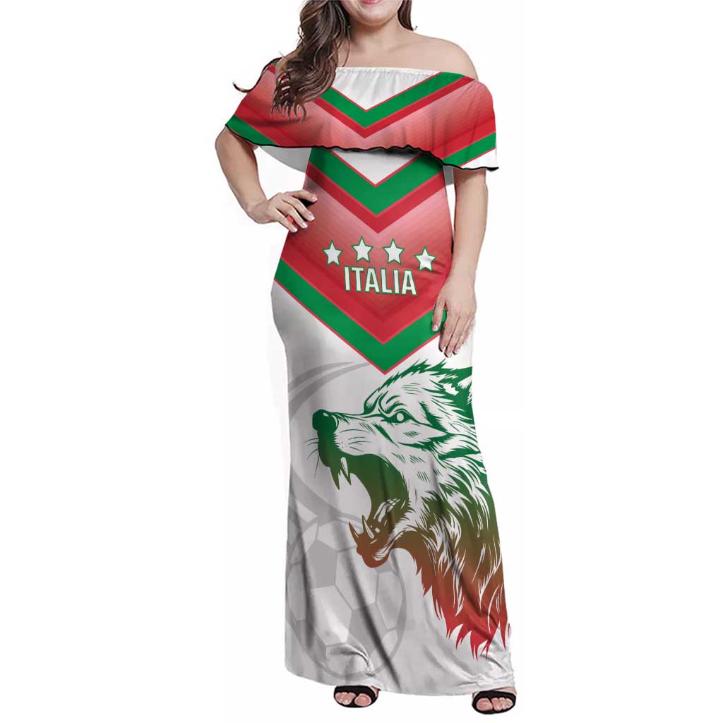 Custom Italy Football Family Matching Off Shoulder Maxi Dress and Hawaiian Shirt Go Gli Azzurri Italian Wolf
