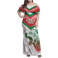 Custom Italy Football Family Matching Off Shoulder Maxi Dress and Hawaiian Shirt Go Gli Azzurri Italian Wolf