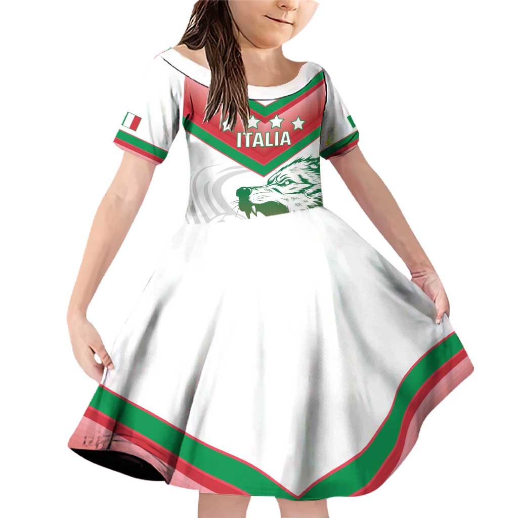 Custom Italy Football Family Matching Off Shoulder Short Dress and Hawaiian Shirt Go Gli Azzurri Italian Wolf
