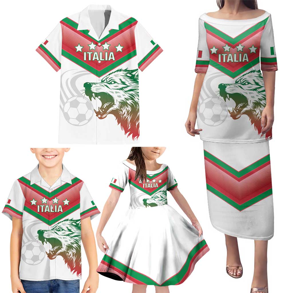 Custom Italy Football Family Matching Puletasi and Hawaiian Shirt Go Gli Azzurri Italian Wolf