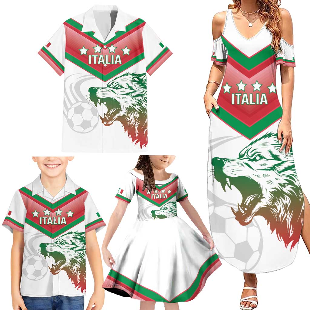 Custom Italy Football Family Matching Summer Maxi Dress and Hawaiian Shirt Go Gli Azzurri Italian Wolf