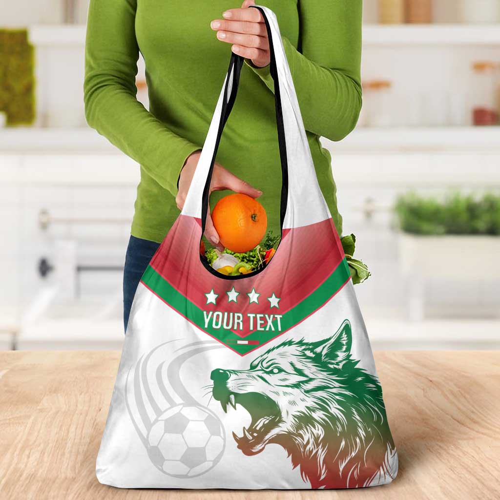 Custom Italy Football Grocery Bag Go Gli Azzurri Italian Wolf