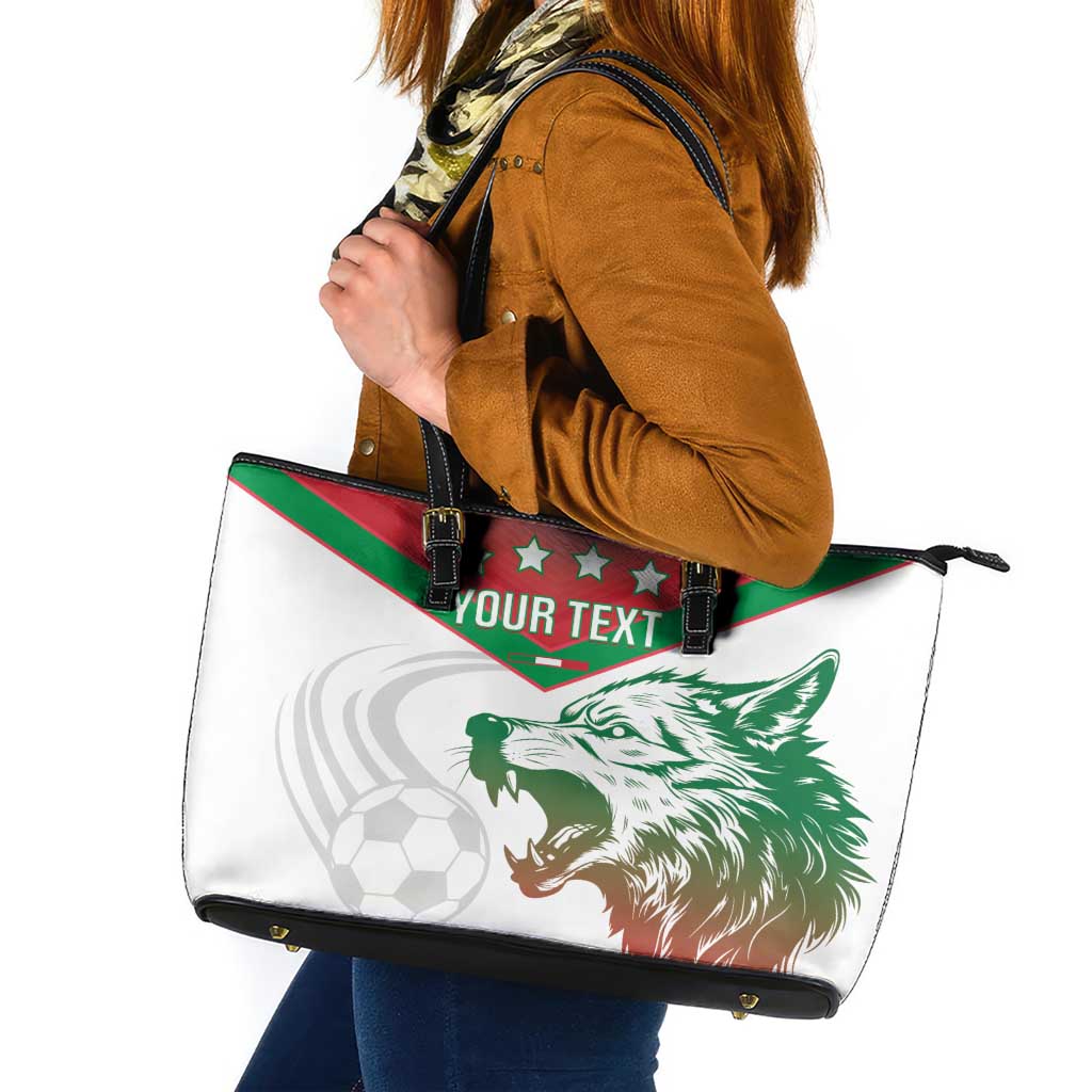 Custom Italy Football Leather Tote Bag Go Gli Azzurri Italian Wolf