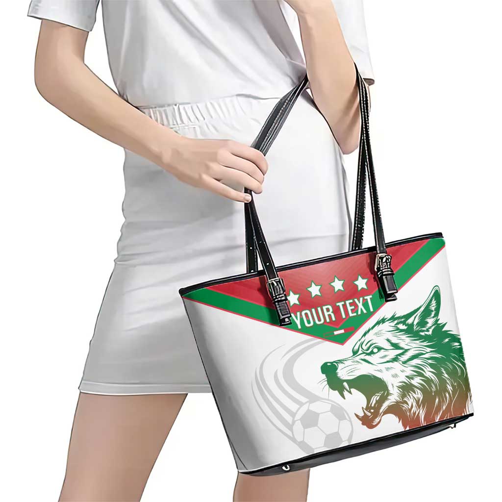 Custom Italy Football Leather Tote Bag Go Gli Azzurri Italian Wolf