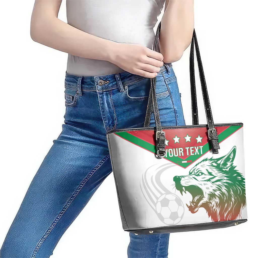 Custom Italy Football Leather Tote Bag Go Gli Azzurri Italian Wolf