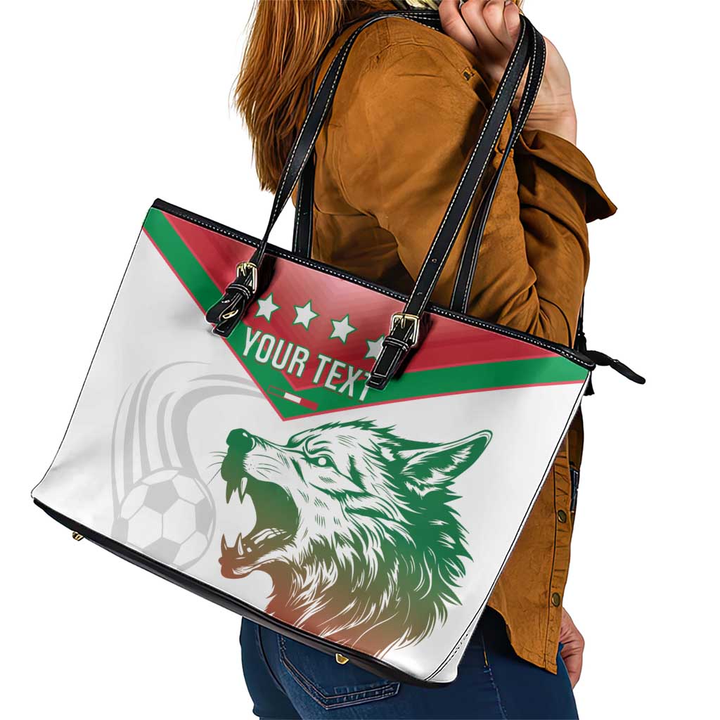 Custom Italy Football Leather Tote Bag Go Gli Azzurri Italian Wolf