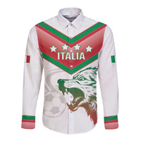 Custom Italy Football Long Sleeve Button Shirt Go Gli Azzurri Italian Wolf