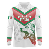 Custom Italy Football Long Sleeve Polo Shirt Go Gli Azzurri Italian Wolf