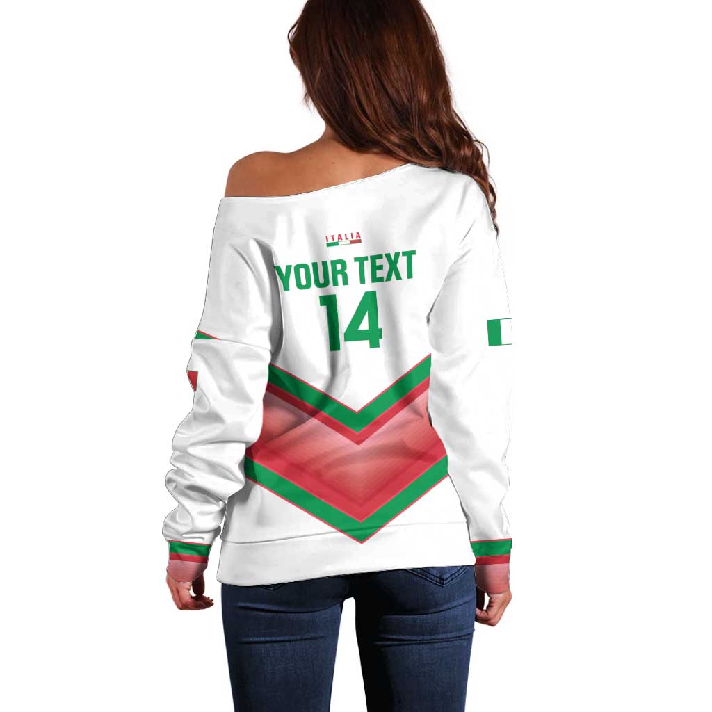 Custom Italy Football Off Shoulder Sweater Go Gli Azzurri Italian Wolf