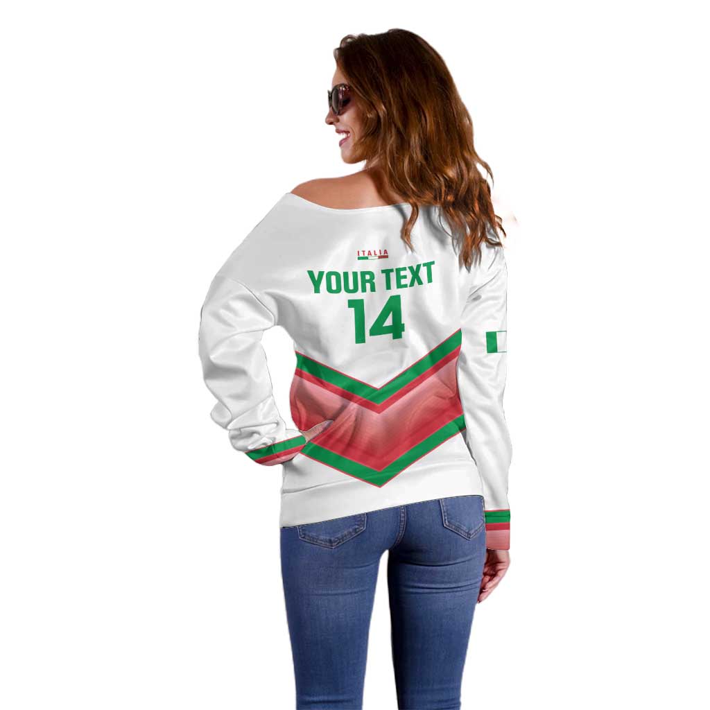 Custom Italy Football Off Shoulder Sweater Go Gli Azzurri Italian Wolf