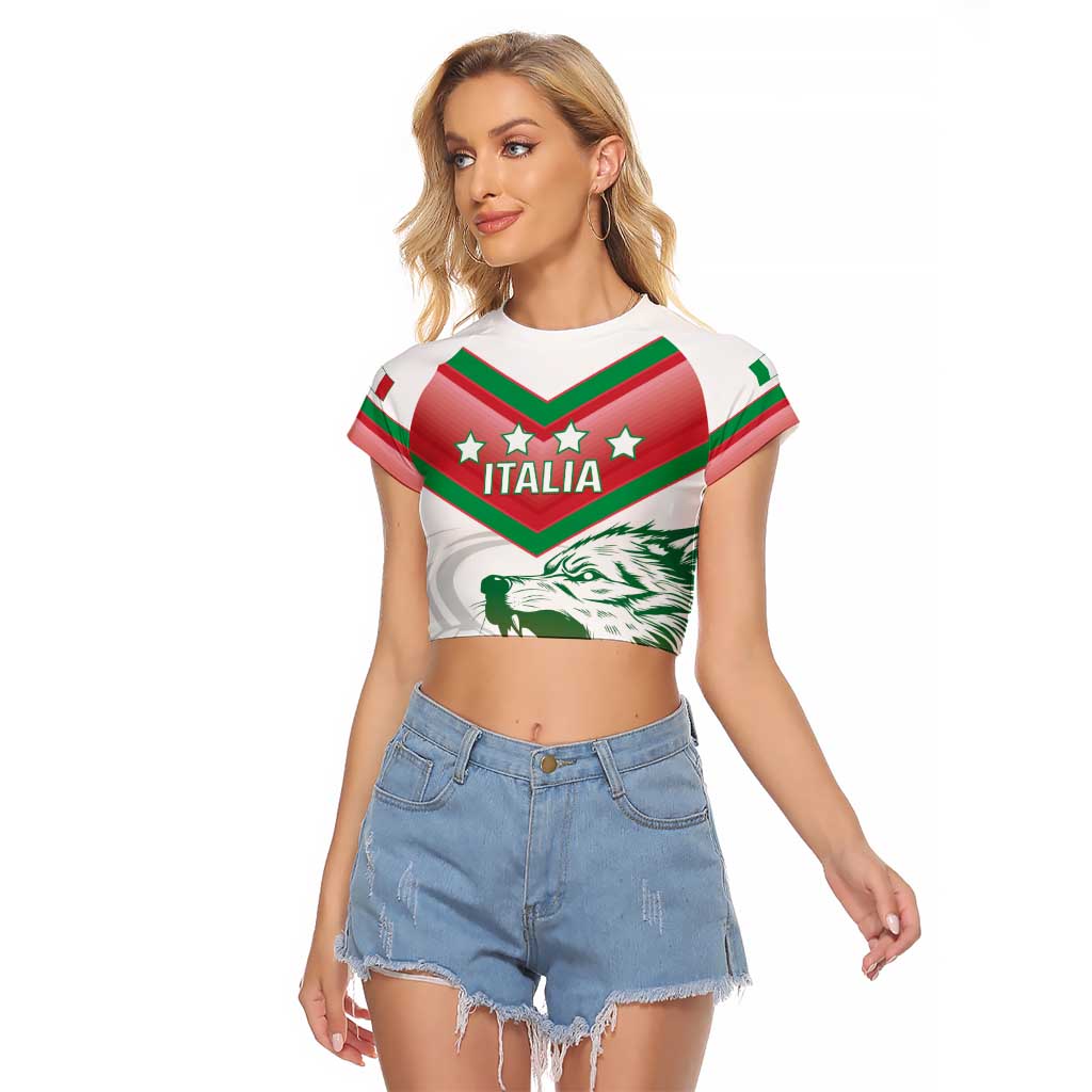 Custom Italy Football Raglan Cropped T Shirt Go Gli Azzurri Italian Wolf