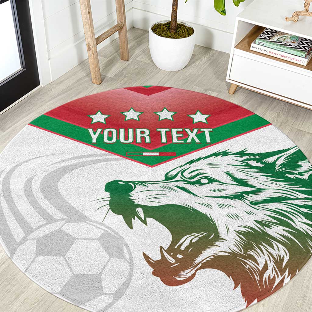 Custom Italy Football Round Carpet Go Gli Azzurri Italian Wolf