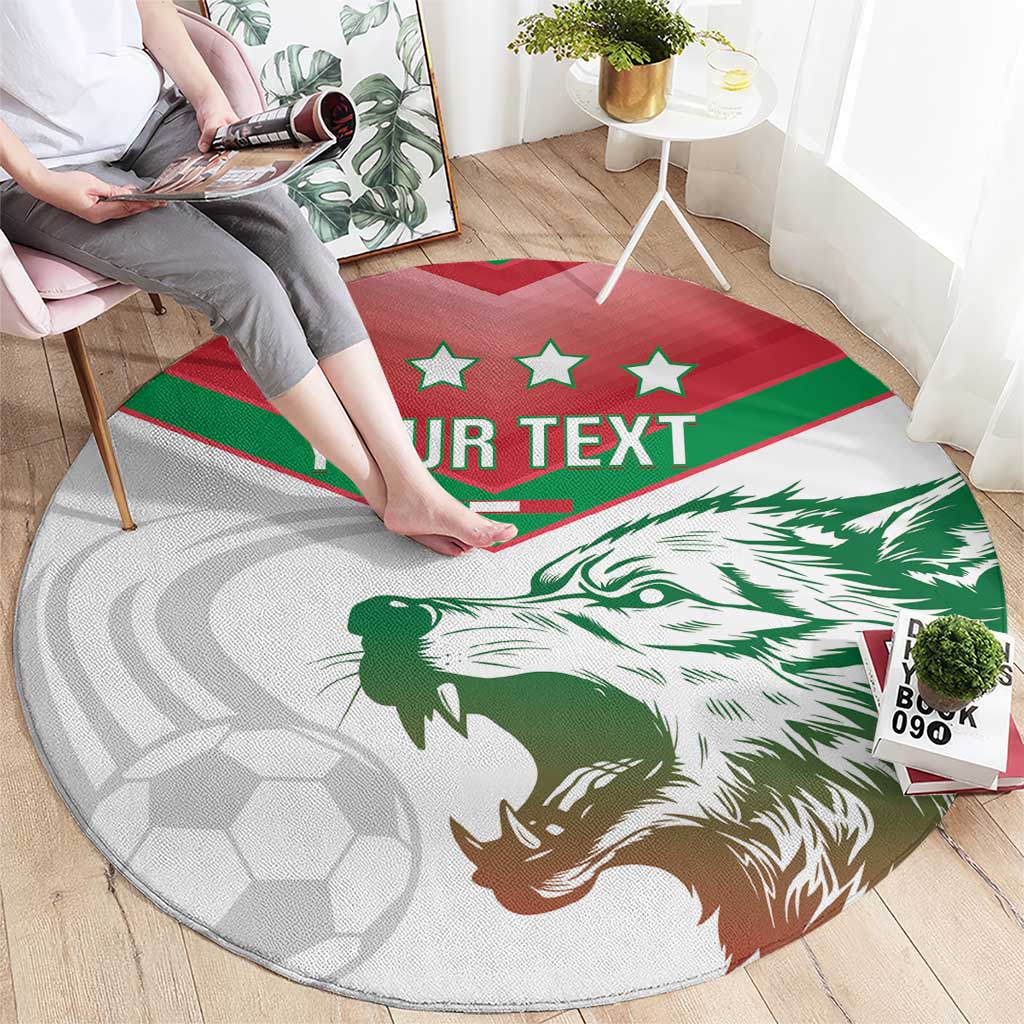 Custom Italy Football Round Carpet Go Gli Azzurri Italian Wolf