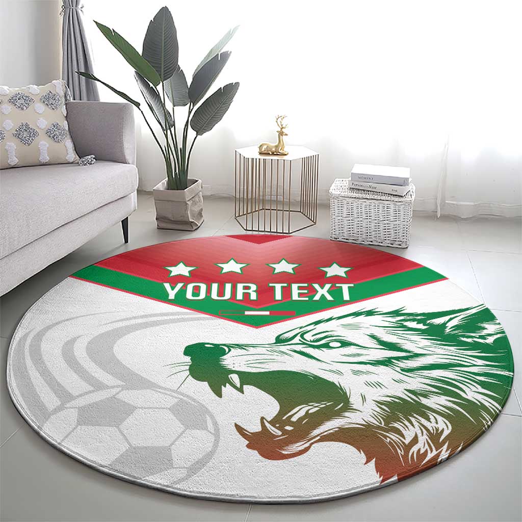 Custom Italy Football Round Carpet Go Gli Azzurri Italian Wolf