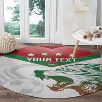Custom Italy Football Round Carpet Go Gli Azzurri Italian Wolf