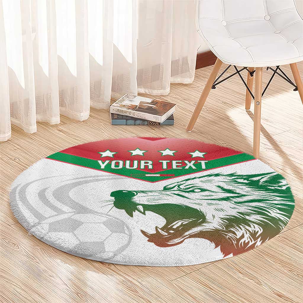 Custom Italy Football Round Carpet Go Gli Azzurri Italian Wolf