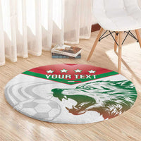 Custom Italy Football Round Carpet Go Gli Azzurri Italian Wolf