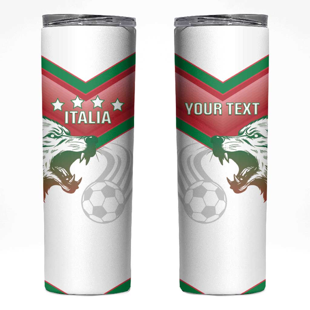 Custom Italy Football Skinny Tumbler Go Gli Azzurri Italian Wolf