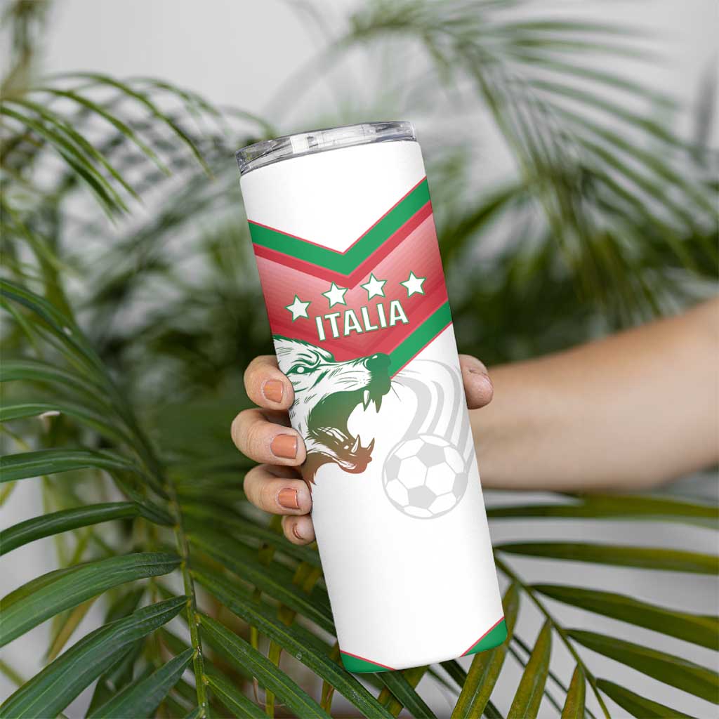 Custom Italy Football Skinny Tumbler Go Gli Azzurri Italian Wolf