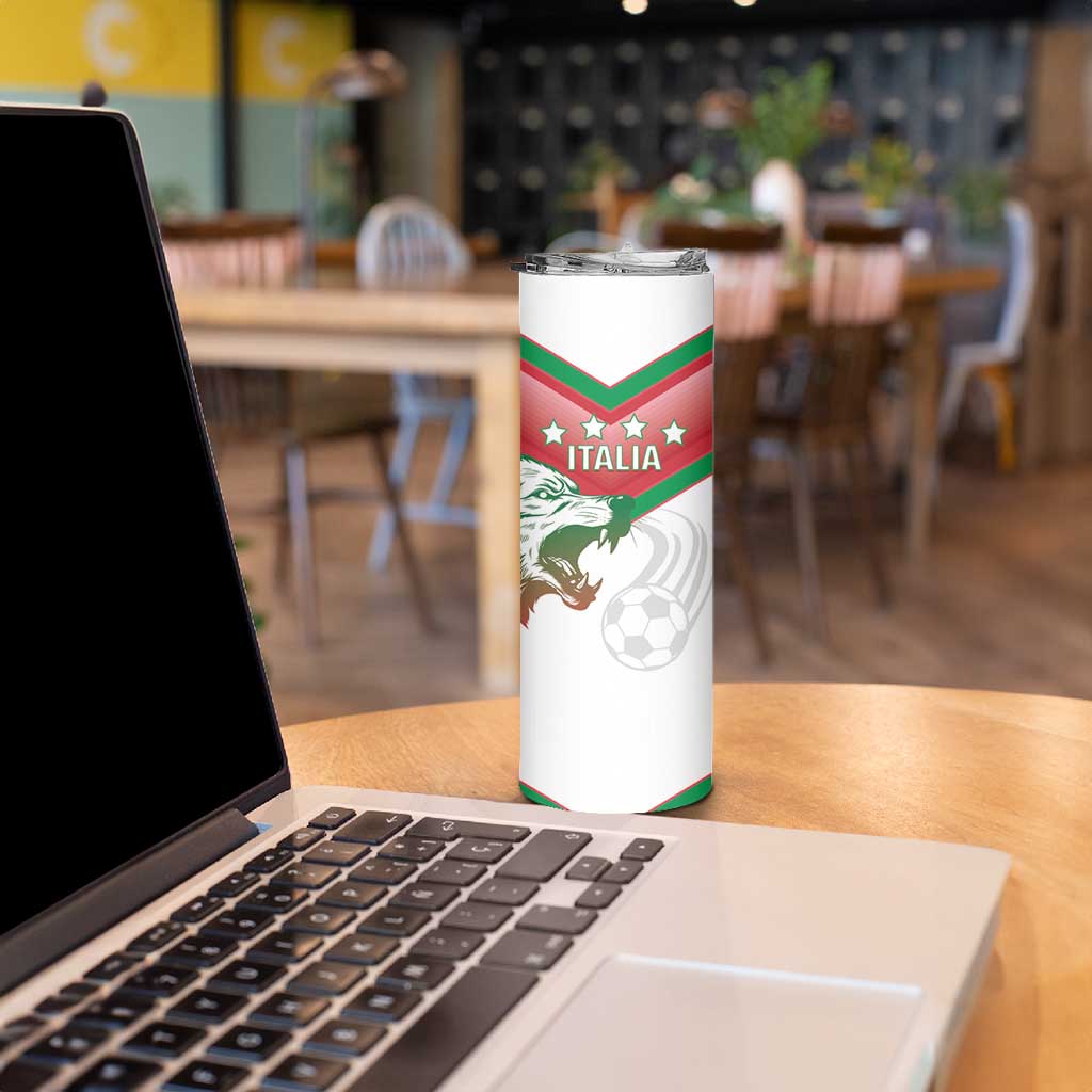 Custom Italy Football Skinny Tumbler Go Gli Azzurri Italian Wolf