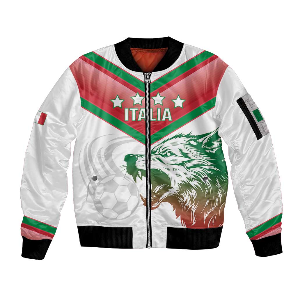 Custom Italy Football Sleeve Zip Bomber Jacket Go Gli Azzurri Italian Wolf