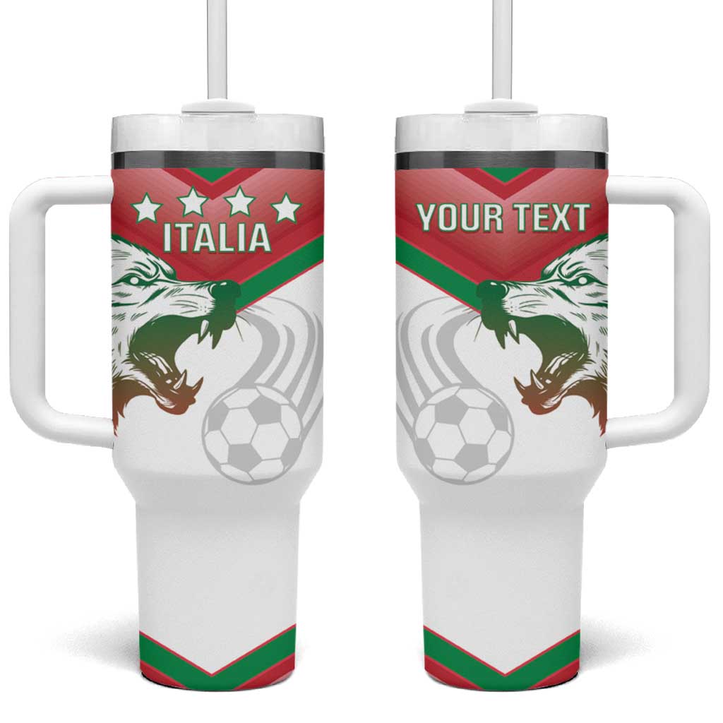 Custom Italy Football Tumbler With Handle Go Gli Azzurri Italian Wolf