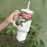 Custom Italy Football Tumbler With Handle Go Gli Azzurri Italian Wolf