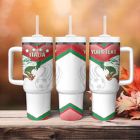 Custom Italy Football Tumbler With Handle Go Gli Azzurri Italian Wolf