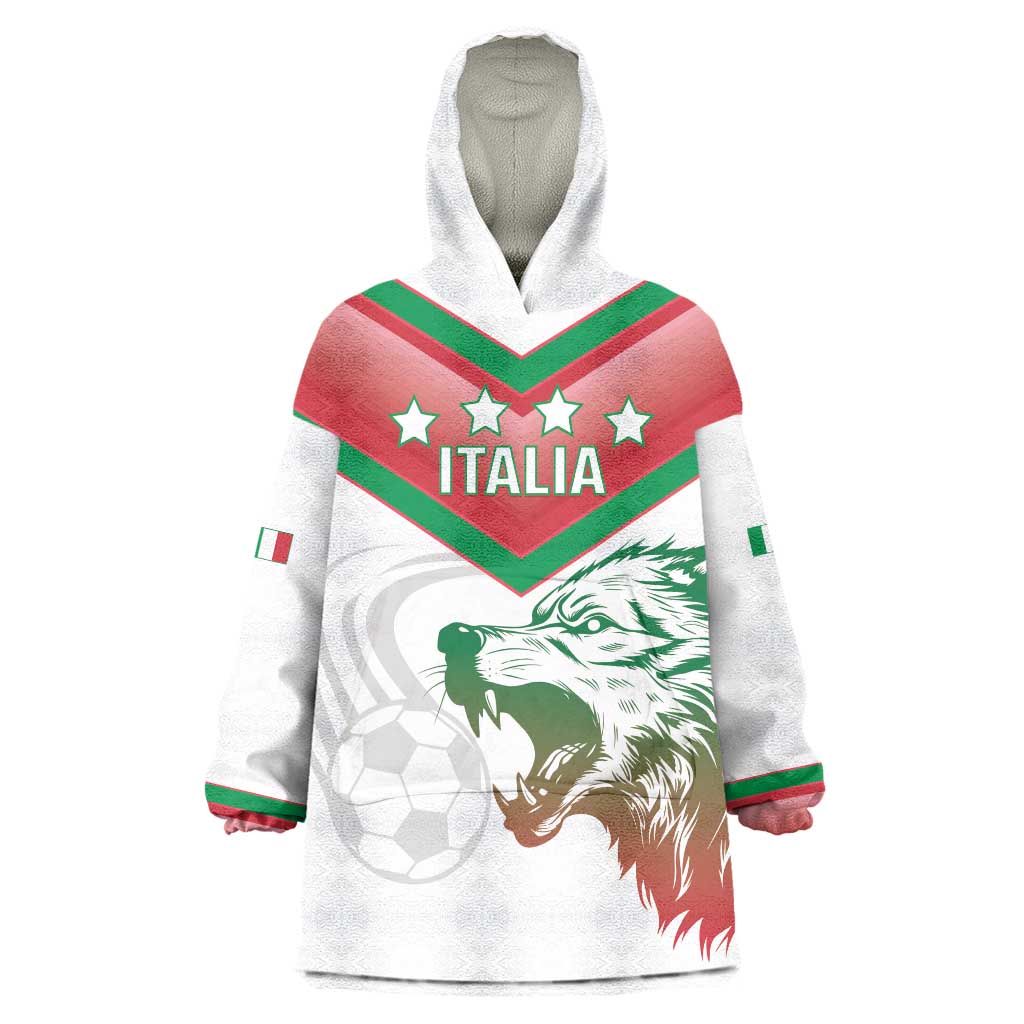 Custom Italy Football Wearable Blanket Hoodie Go Gli Azzurri Italian Wolf