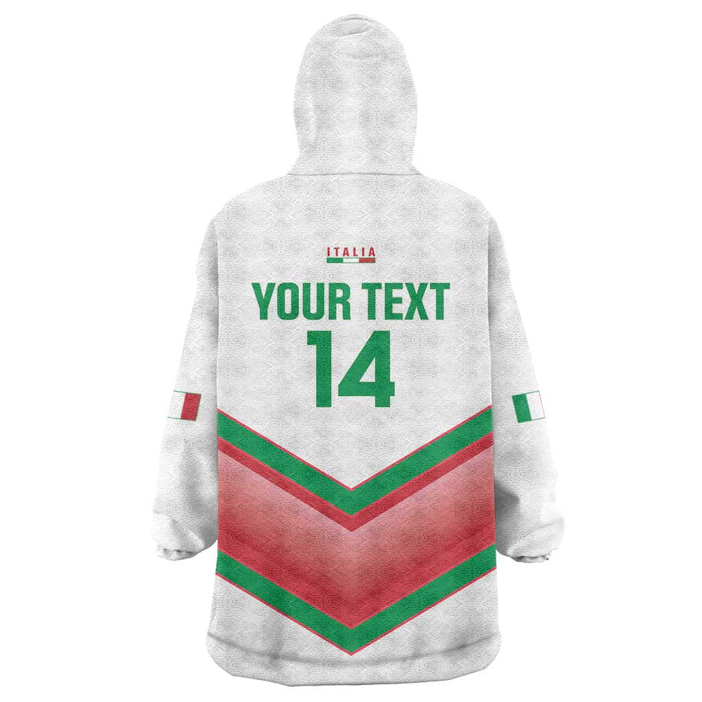 Custom Italy Football Wearable Blanket Hoodie Go Gli Azzurri Italian Wolf