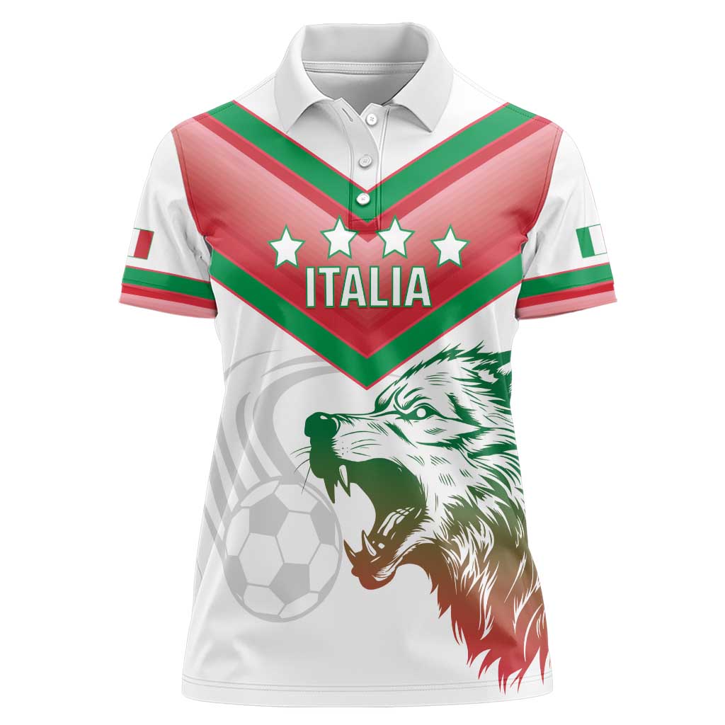Custom Italy Football Women Polo Shirt Go Gli Azzurri Italian Wolf