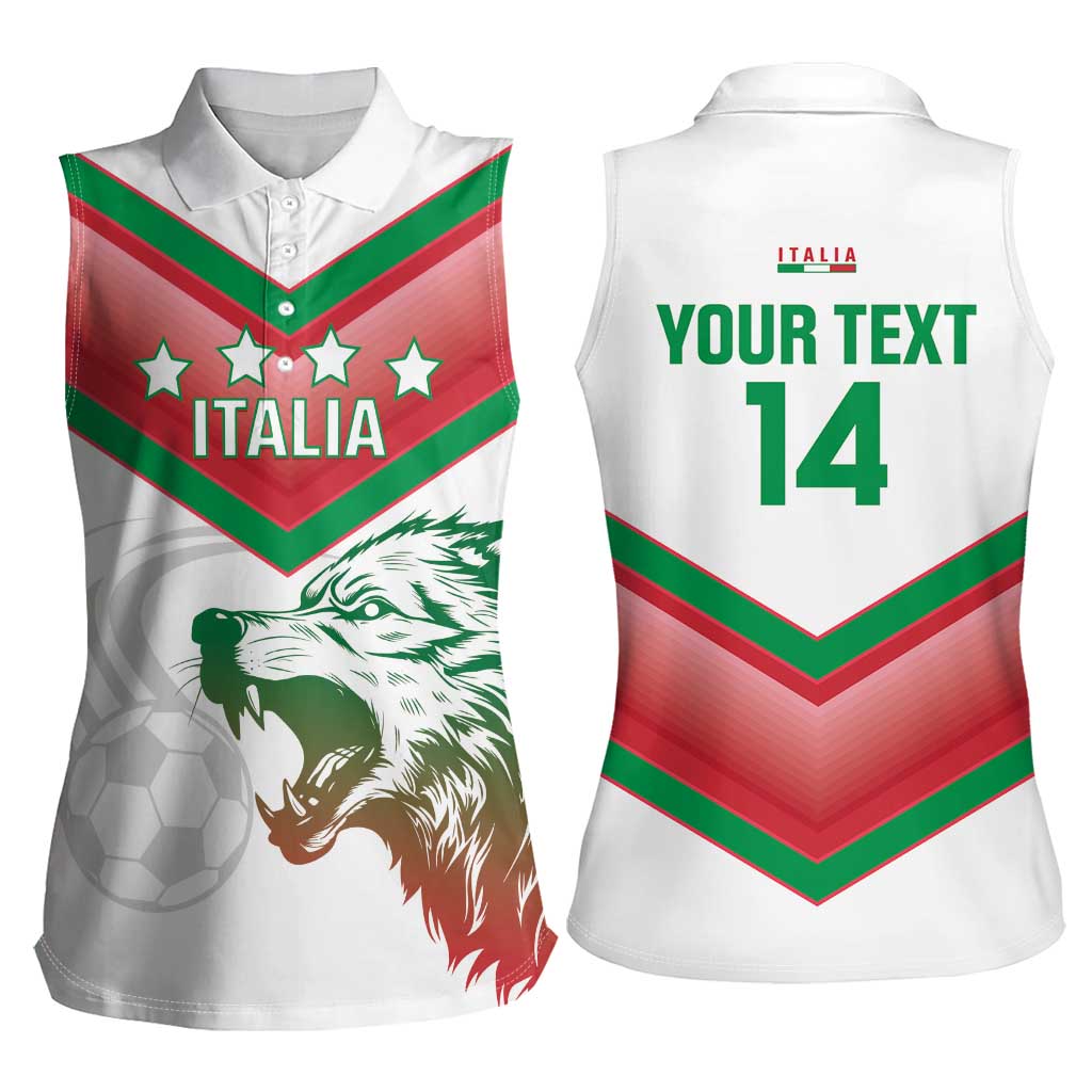Custom Italy Football Women Sleeveless Polo Shirt Go Gli Azzurri Italian Wolf