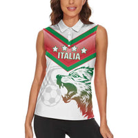 Custom Italy Football Women Sleeveless Polo Shirt Go Gli Azzurri Italian Wolf