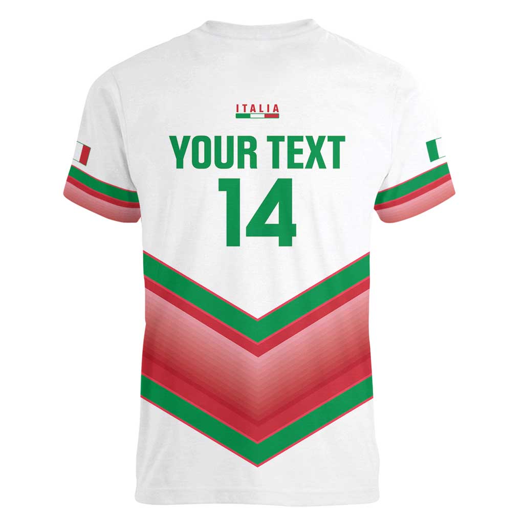 Custom Italy Football Women V-Neck T-Shirt Go Gli Azzurri Italian Wolf