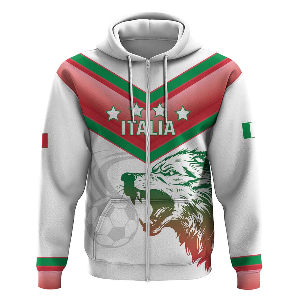 Custom Italy Football Zip Hoodie Go Gli Azzurri Italian Wolf