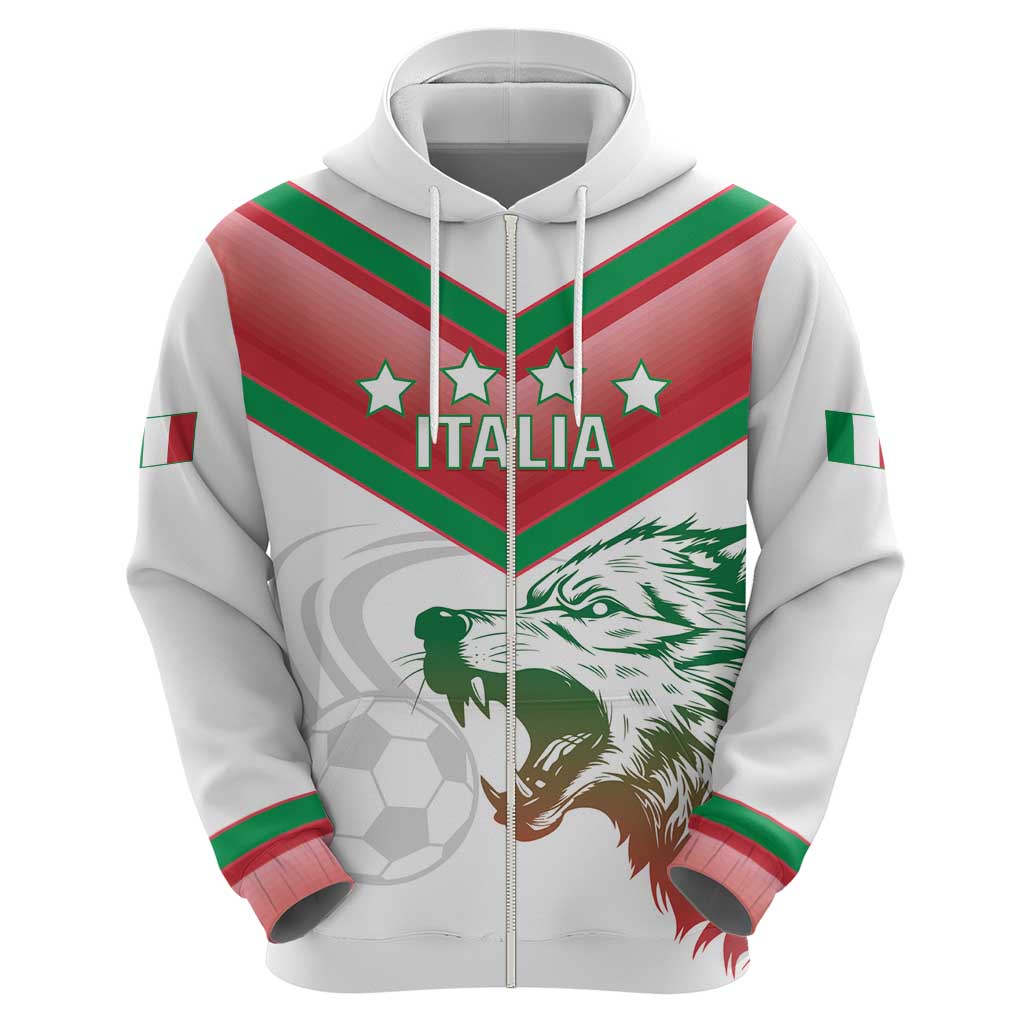 Custom Italy Football Zip Hoodie Go Gli Azzurri Italian Wolf