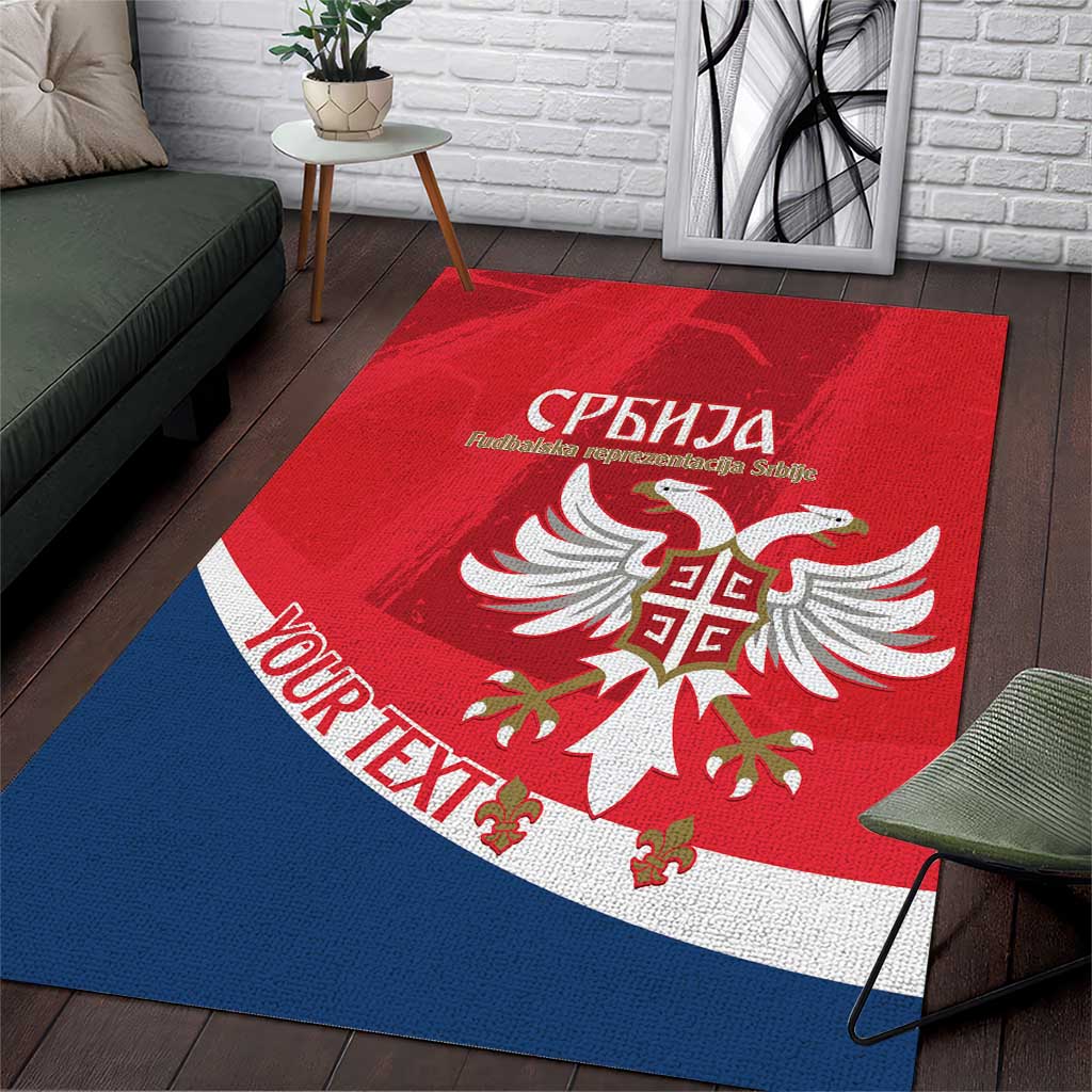Custom Serbia Football Area Rug Come On Ealges Coat Of Arms Style