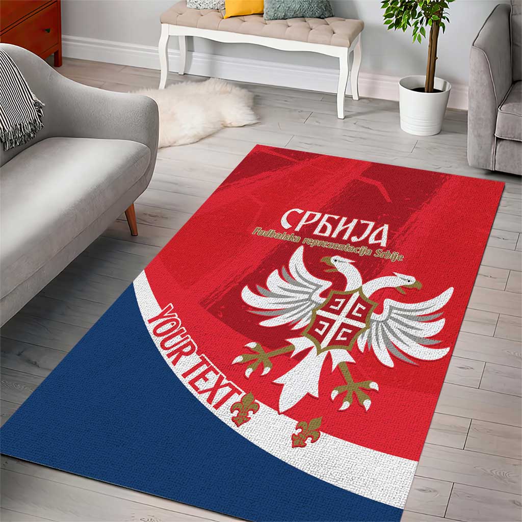 Custom Serbia Football Area Rug Come On Ealges Coat Of Arms Style